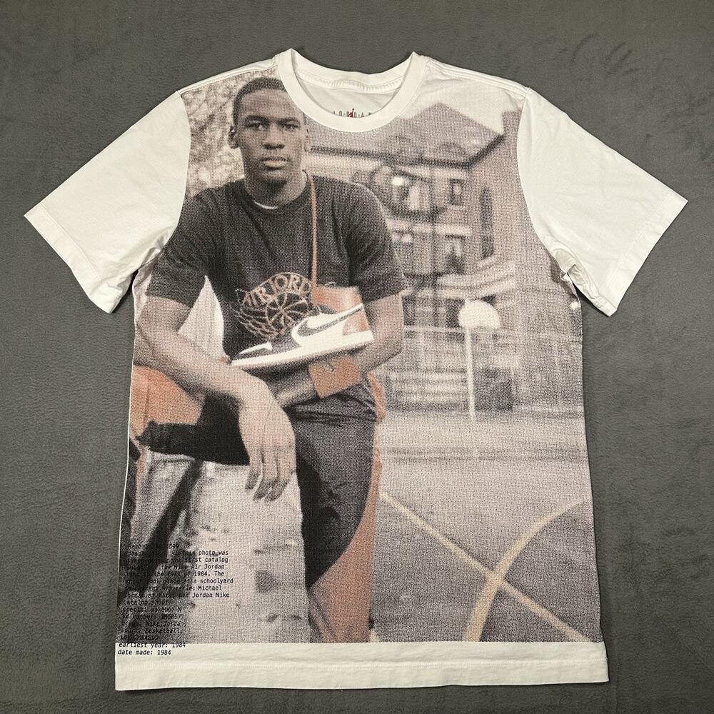 RARE Nike Air Jordan T Shirt 1984 Size L Rookie Playground Retro 1 Chicago